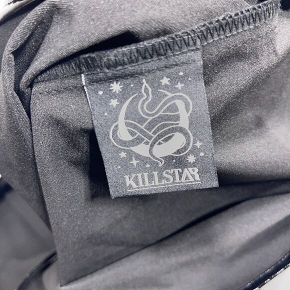 KILLSTAR Wednesday Witch Black Gloss Dress S‎ Dagger Collar Keyhole Gothic NWT - Picture 13 of 16